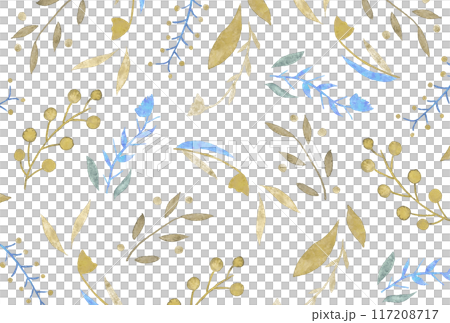 帶有柔和水彩觸感的隨機花朵圖案 117208717