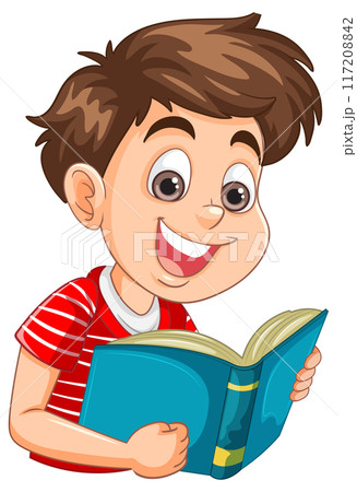 Happy Boy Reading a Book Happy Boy Reading a Book 117208842