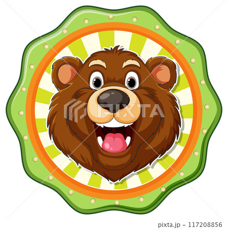 Happy Bear Cartoon Emblem 117208856