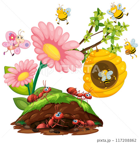 Busy Bees and Ants in Nature 117208862