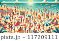 ビーチで海水浴する人々 117209111