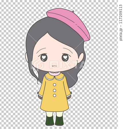 Illustration of a cute girl in winter clothes 117209113
