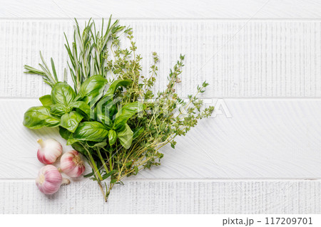 Various herbs and spices on the table Various herbs and spices on the table 117209701