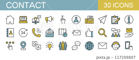 お問い合わせ　顧客サービスに関するアイコンセット カラー 117209807
