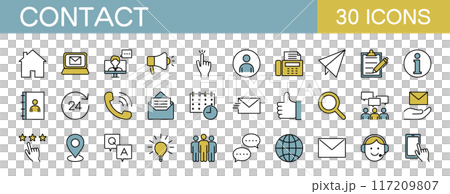 お問い合わせ　顧客サービスに関するアイコンセット カラー 117209807