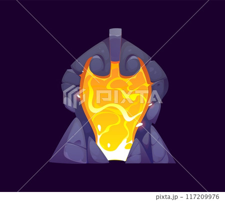 Fantasy game magic portal door, witchcraft game asset. Cartoon vector powerful magical doorway within a stone arch, glowing intensely with fiery orange and yellow. Gates for witchcraft adventure games Fantasy game magic portal door, witchcraft game asset. Cartoon vector powerful magical doorway within a stone arch, glowing intensely with fiery orange and yellow. Gates for witchcraft adventure games 117209976