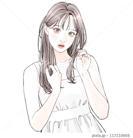 髪が傷んでいる女性のイラスト素材 [117210008] - PIXTA