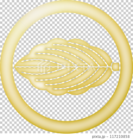 Family crest: A single horizontal oak leaf in a circle [gold] 117210858