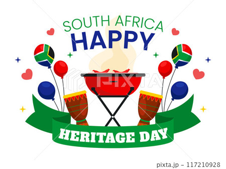 Happy Heritage Day South Africa Vector Illustration for September 24 with a Waving Flag, Honoring African Culture and Traditions on a Flat Background 117210928
