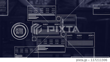 Image of screens with data processing over dark background 117211306