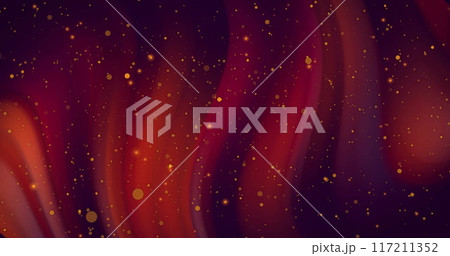 Image of yellow light spots over red shapes on black background Image of yellow light spots over red shapes on black background 117211352