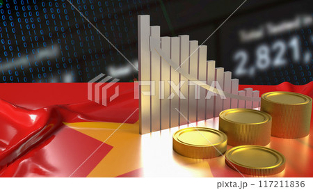 The Vietnam flag and Business chart image 3d rendering. The Vietnam flag and Business chart image 3d rendering. 117211836