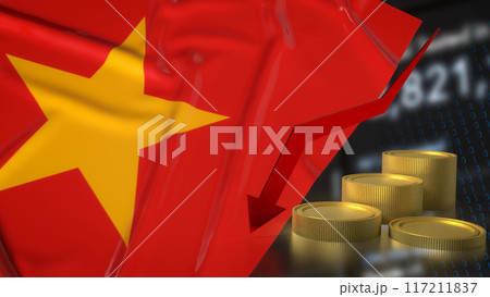 The Vietnam flag and Business chart image 3d rendering. 117211837
