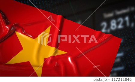 The Vietnam flag and Business chart image 3d rendering. 117211846