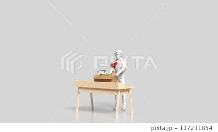 The man and equipment in paper Box for Layoff concept 3d rendering. The man and equipment in paper Box for Layoff concept 3d rendering. 117211854