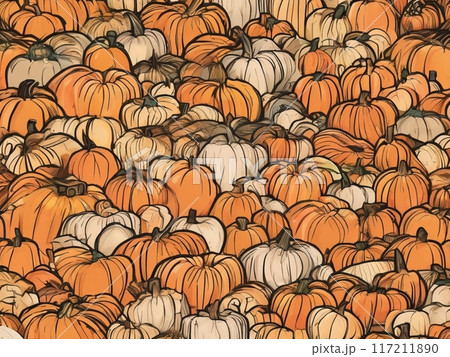 たくさんのかぼちゃ背景 たくさんのかぼちゃ背景 117211890