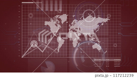 World map with data points and graphs, financial data processing image World map with data points and graphs, financial data processing image 117212239