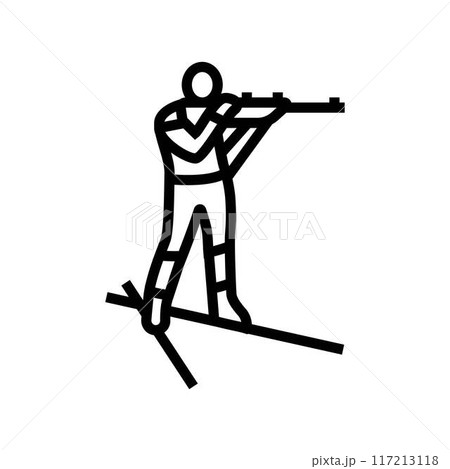 biathlon winter sport line icon vector illustration 117213118