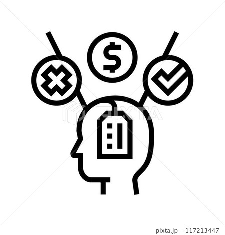 consumer decision making consumer behavior line icon vector illustration 117213447