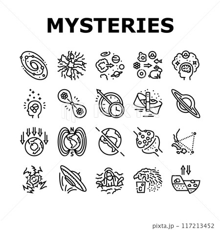 unsolved mysteries question icons set vector unsolved mysteries question icons set vector 117213452