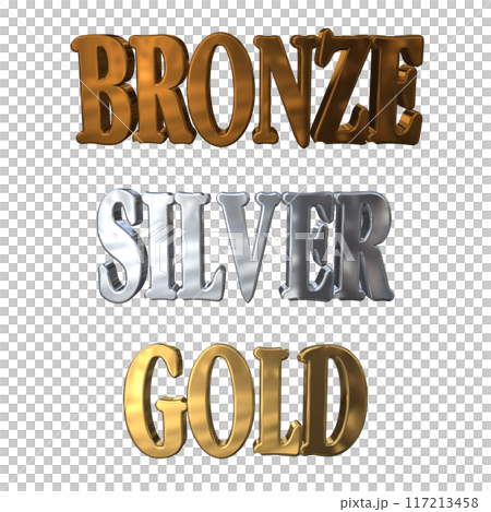 3DCG立体文字「ブロンズ,シルバー,ゴールド」BRONZE,SILVER,GOLD 117213458