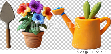 gardening tools in pot 117214538