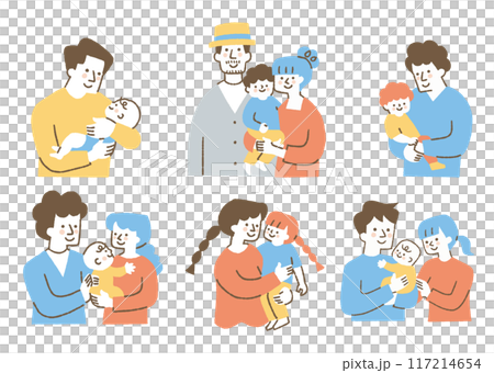Set of father and mother holding a child_color 117214654