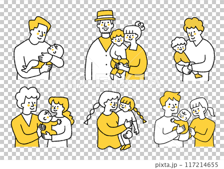 A set of father and mother holding a child A set of father and mother holding a child 117214655