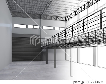 3d rendering of interior warehouse 117214693