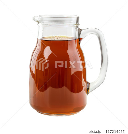 Isolated Cider Jug with Dark Brown Liquid and Handle Without Background 117214935