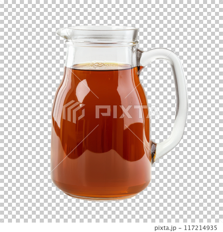 Isolated Cider Jug with Dark Brown Liquid and Handle Without Background 117214935
