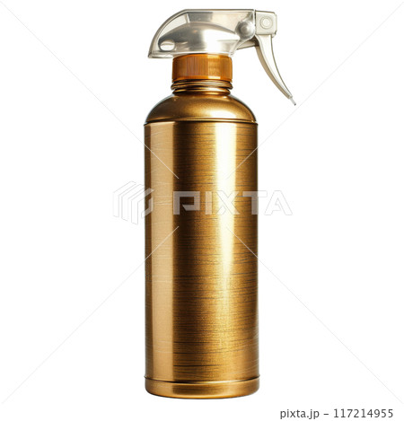 Isolated Metallic Hair Spray Bottle with Transparent Spray Nozzle. 117214955