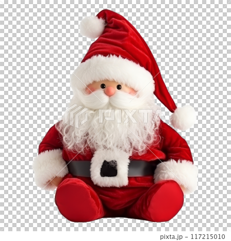 Plush Santa Claus Toy Sitting Isolated Without Background. 117215010