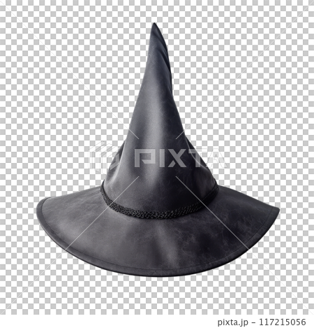 Isolated Black Witch Hat Without Background for Halloween Decoration. 117215056