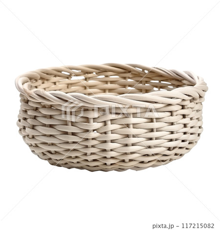 Isolated Woven Basket in Natural Color without Background 117215082