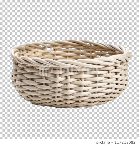 Isolated Woven Basket in Natural Color without Background 117215082