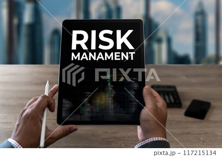 Risk management business finance crisis Businessman investment investing managing risk 117215134
