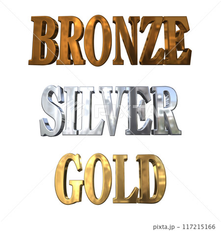 3DCG立体文字「ブロンズ,シルバー,ゴールド」BRONZE,SILVER,GOLD 117215166