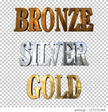 3DCG立体文字「ブロンズ,シルバー,ゴールド」BRONZE,SILVER,GOLD 117215166