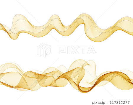 Set of gold waves. Abstract vector background. 117215277