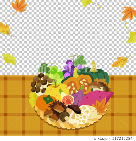 秋の味覚 バナー 背景 イラスト _ ベクター 素材 正方形 1:1 コピースペース 117215284