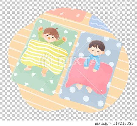 保育園でお昼寝をする子供たち 保育園でお昼寝をする子供たち 117215353