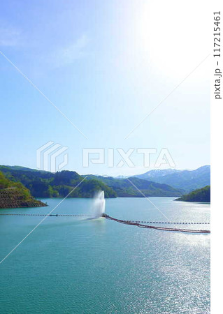 寒河江ダム　月山湖　大噴水　月山　西川町 117215461
