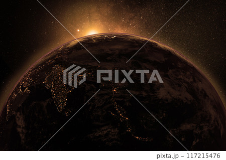 image of the earth seen from space. 3d render. image of the earth seen from space. 3d render. 117215476