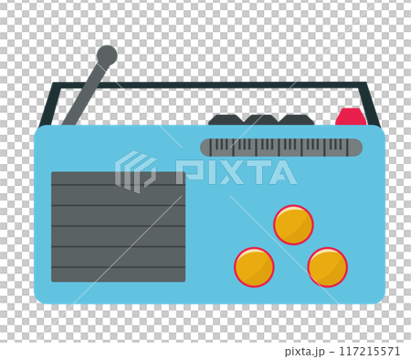 ラジオ機器。防災用ラジオ。ニュース。ベクターイラスト	 117215571