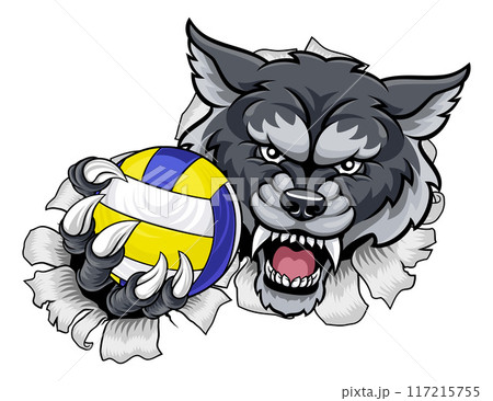 Wolf Werewolf Volleyball Volley Ball Claw Mascot Wolf Werewolf Volleyball Volley Ball Claw Mascot 117215755