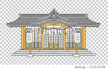 日本神社的簡單向量圖解 日本神社的簡單向量圖解 117215788