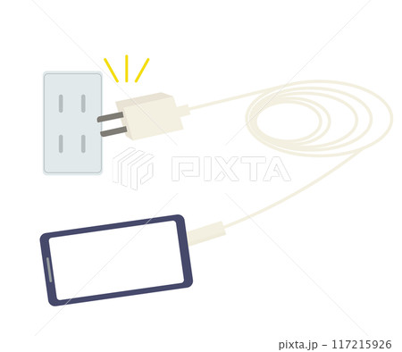 スマートフォンを充電しようとするイラスト。ベクター	 117215926