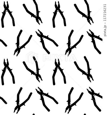 Vector seamless pattern of pliers silhouette Vector seamless pattern of pliers silhouette 117216231