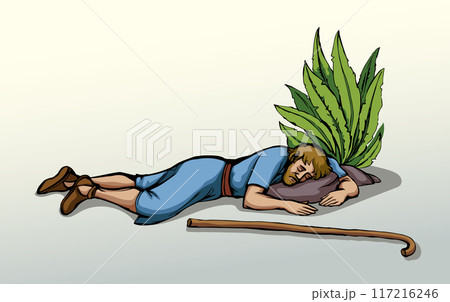 Vector drawing. Ancient sleeping man 117216246